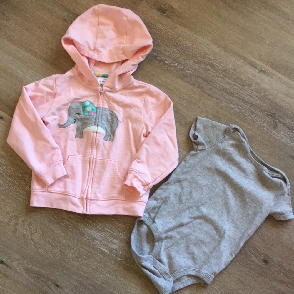 Elephant Hoodie ,Gray Onesie, pants